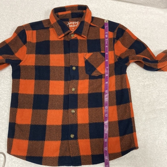 Jumping beans Buffalo check orange navy fleece button down size 6 - Picture 4 of 7